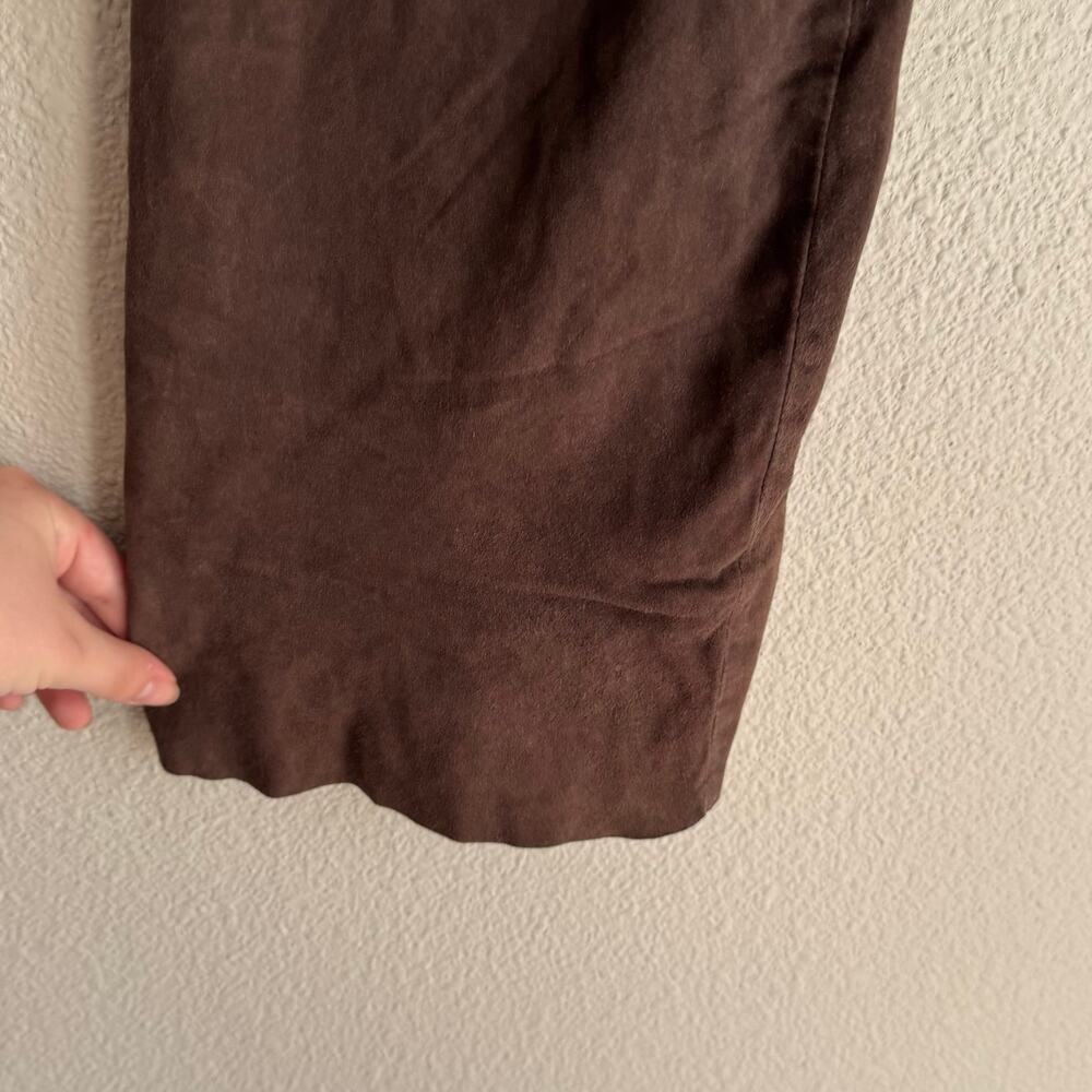 tory burch | brown 100% genuine leather zip flare leg women's luxury pants sz 2 - Picture 3 of 10